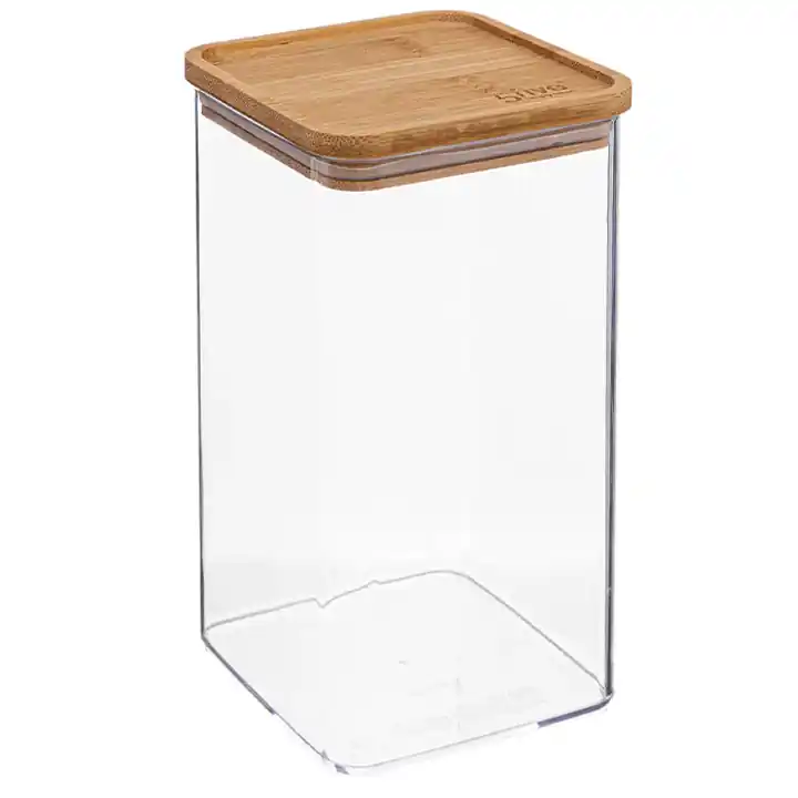 Cutie depozitare 5Five Eske patrata 1.5L, capac bambus, PS transparent Vezi acum