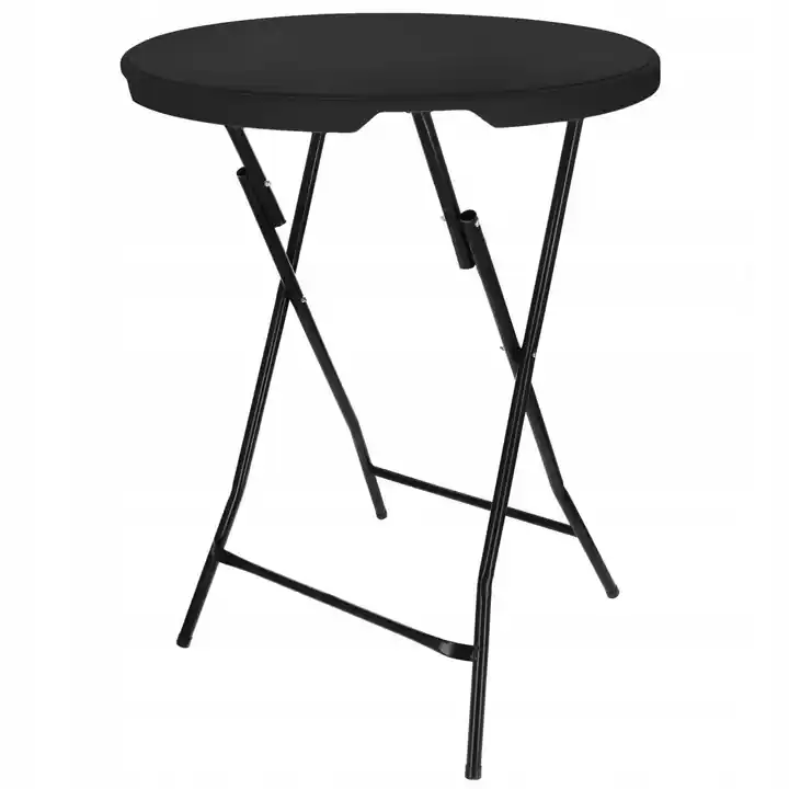 RESIGILAT Masa catering profesionala pentru evenimente, inalta, cu picioare metal pliabile, rotunda, d 80 cm, h 110 cm, negru Preț promoțional