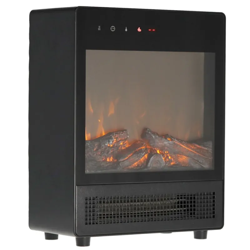 Semineu electric cu efect de flacara, 2000W, 2 trepte, termostat, 29x16x39 cm, negru Bestseller