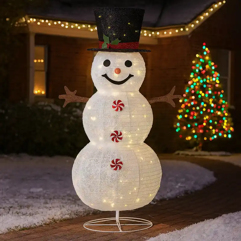 Om de zapada de exterior, pe structura metalica, 150cm, 3D, lumina calda cu 120 LED Preț mic