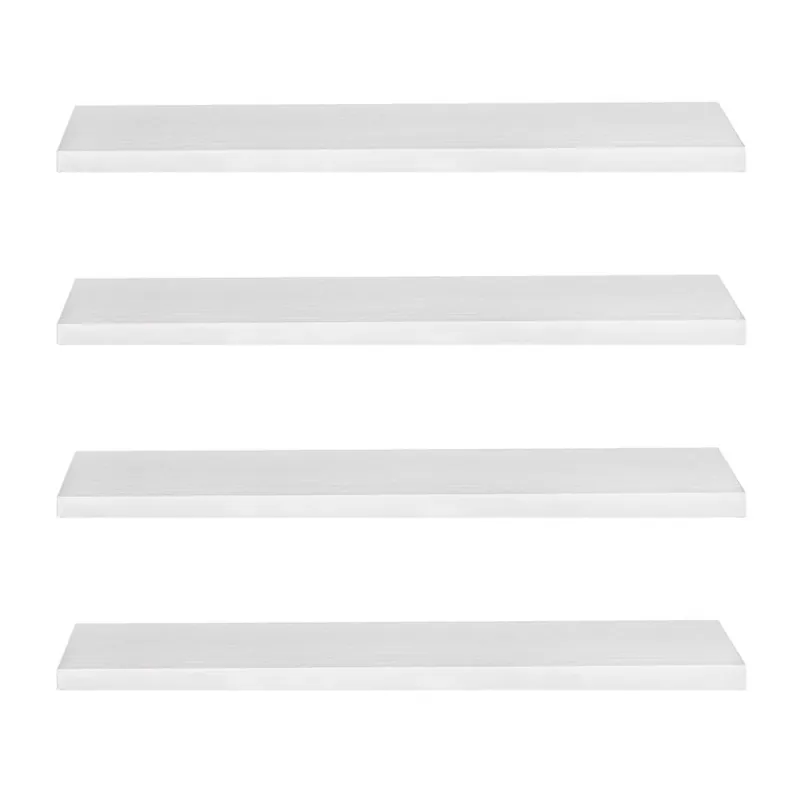 Ultima șansă Set 4 rafturi supendate de perete, MDF cu suport metalic ingropat, 40×15 cm, alb