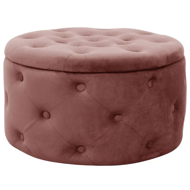 Taburet Alia cu spatiu depozitare, tapitat cu velur, 55×30 cm, roz Reducere specială