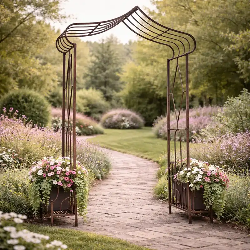 Calitate înaltă Pergola gradina metalica, pentru plante cataratoare, 173x51x260 cm, maro antichizat