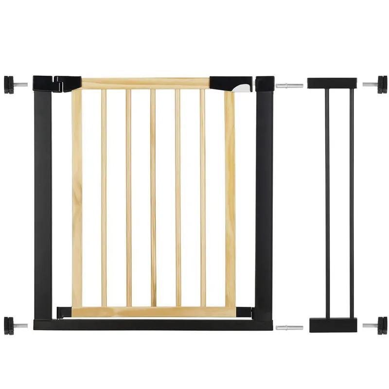 Cel mai bun preț Poarta de siguranta Safety Gate pentru scari, ajustabila, din lemn cu structura otel, 89-96cm, negru maro