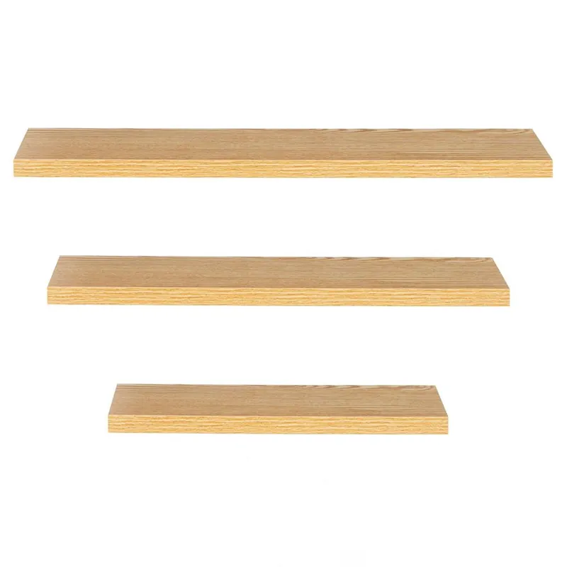 Plată sigură Set 3 rafturi plutitoare decorative de perete, din MDF cu suport metalic, 30, 45 si 60 cm, maro
