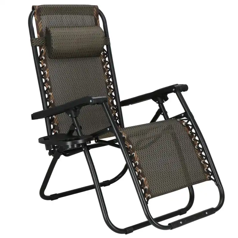Comandă acum Sezlong pliabil cu spatar reglabil, structura metalica, material textilene, 175×67 cm, maro