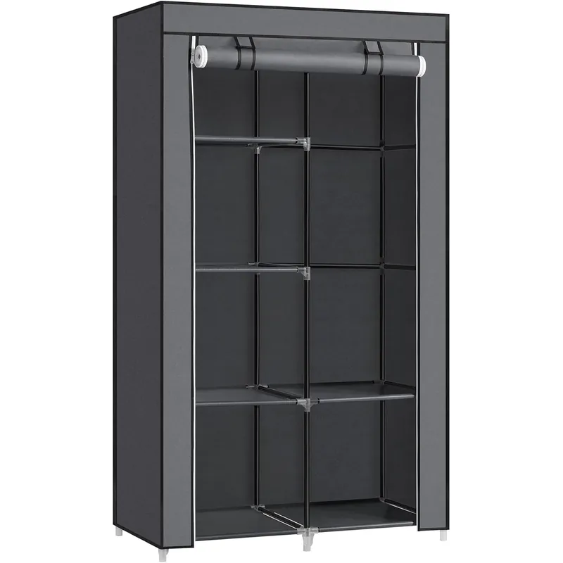 Promoție SONGMICS Garderoba pentru depozitarea hainelor, din material textil, design personalizabil, 45x88x168 cm, gri