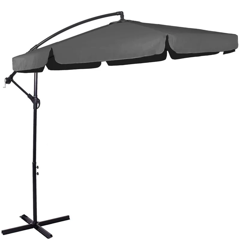 Mai ieftin Umbrela de gradina cu brat lateral banana, cu husa, 300cm, gri