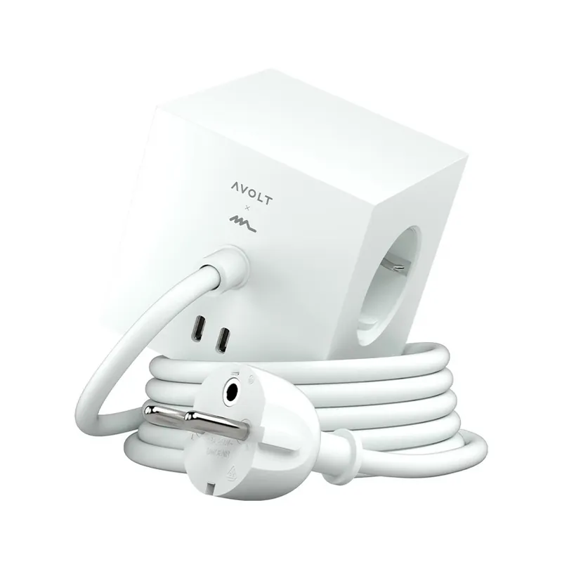 SQUARE 1 Priză albă 3x Schuko 2x USB Cablu de 3 m - AVOLT Livrare expres