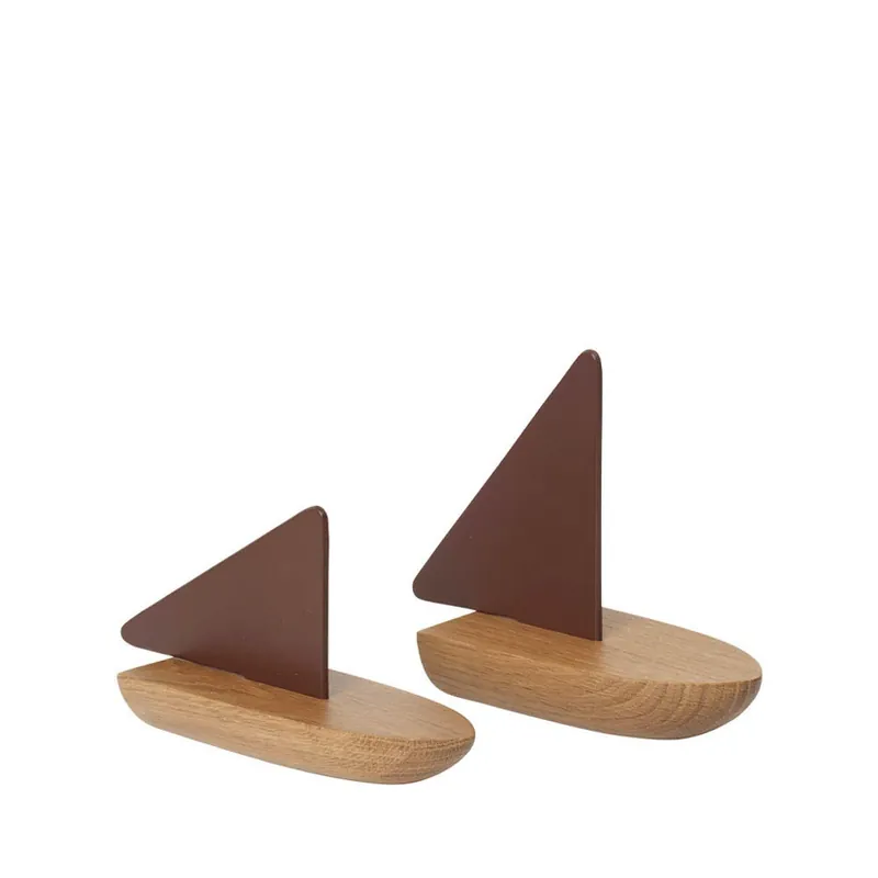 Set de 2 sculpturi Opty Boat, nuanță Pecan închis/Stejar - ferm LIVING Calitate înaltă