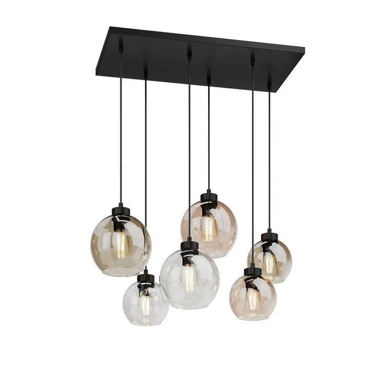 Cubus 6 Lustră Pendul Clear/Smoke/Amber - Euluna Discount