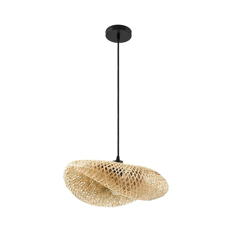 Retur ușor Eleane lampă suspendată lungime 50 cm E27 bambus natural - Lindby