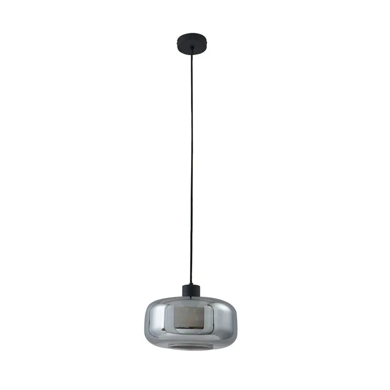 Reduceri Lampa suspendată Hildur, Ø 28,5 cm, 1 bec, gri, sticlă - Lindby