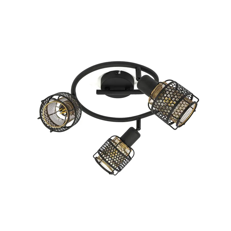 Preferatul clienților Eudoria 3 Round Plafonieră Black/Gold - Lindby