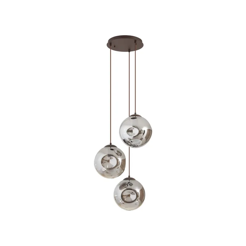 Valentina 3 Round Lustră Pendul Smoked Grey/Coffee - Lindby Cumpără online