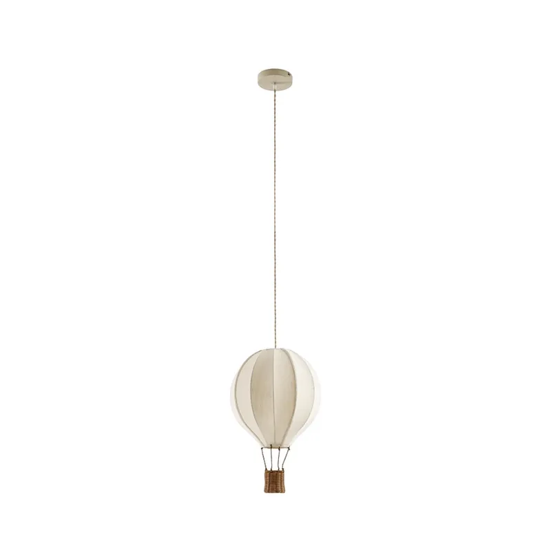 Preferatul clienților Lampa suspendată pentru copii Aeris, Ø 35 cm, material textil/ratan, bej, E27 -