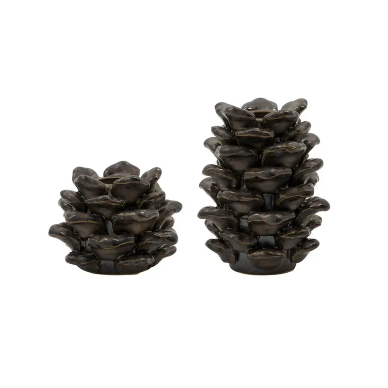 Set de 2 sfeșnice Cone, ceramică, maro antic - House Doctor Premium