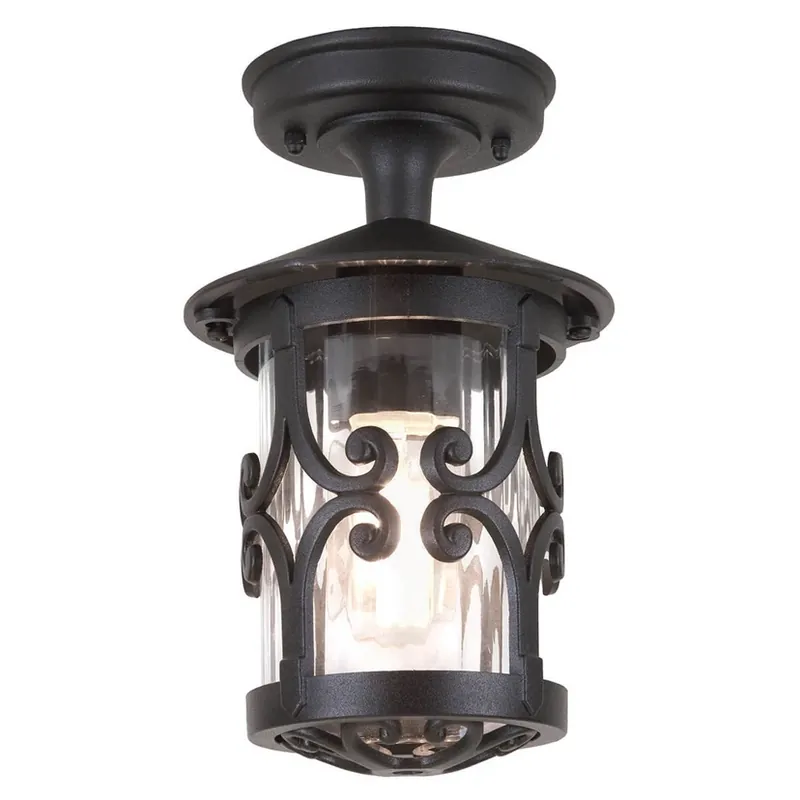 Lanterna de tavan Hereford, negru/transparent, IP23, metal - Elstead Mai ieftin