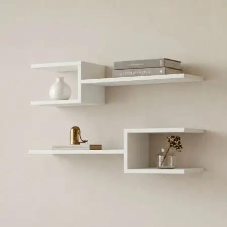 Doar azi Set 2 bucati Raft de perete, Sumpa, Alb, 20x65x18 cm