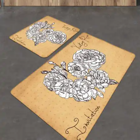 Ieftin Set 2 Covorase de Baie Vintage Roses