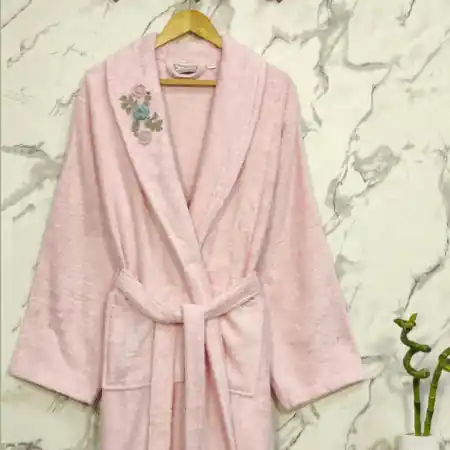 Ofertă limitată Halat de Baie pentru Ea, Rose Pink, Marime L (Bambus)