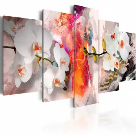 Tablou - Colorful background and orchids 200x100 cm Chilipir