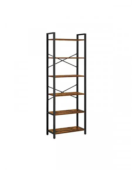 Reducere extra Biblioteca cu 6 rafturi, Vasagle, 66 x 30 x 186 cm, LLS100B02, Rustic