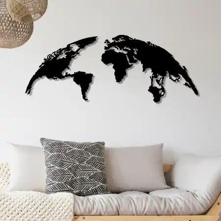 Ofertă exclusivă Tablou metalic World Negru 150x59 cm