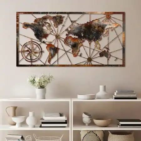 Tablou metalic World Multicolor 120x60x1.5 cm Popular