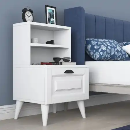 Noptiera BD105 Alb 45x74.4x40 cm Retur ușor