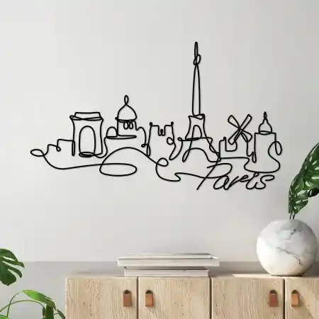 Ieftin Tablou metalic Paris Negru 120x69x1.5 cm