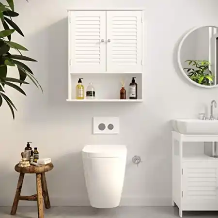 Dulap de depozitare pentru baie, Vasagle, Alb, 60x20x70 cm Retur gratuit