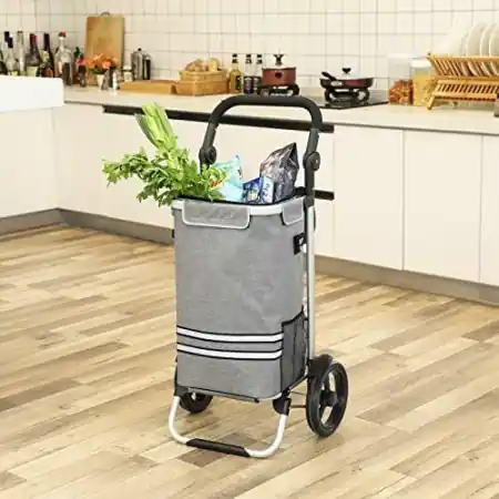 Carucior pentru cumparaturi, Songmics, Gri, 44x35x100 cm Plată sigură