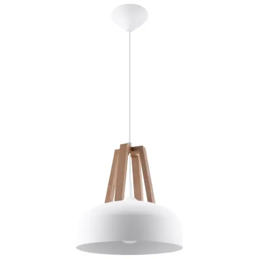 Lampă suspendată CASCO Alb Lemn natural Reducere
