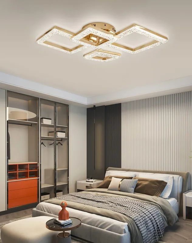 Lustra LED 100W Ceiling 4 Glam Auriu, Telecomanda Calitate înaltă