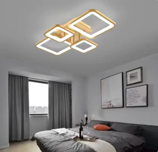 Lustra LED 144W Module 4 Patrate Auriu, Telecomanda Ofertă