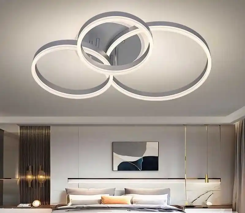 Lustra LED 160W Minimalist 3 Cercuri Argintiu, Telecomanda Cumpără online