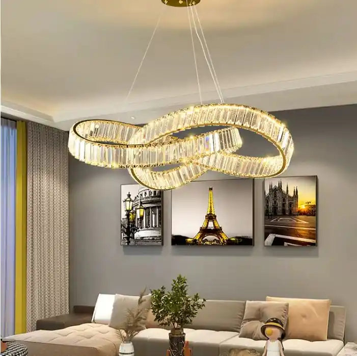 Candelabru LED 100W Cristal Infinity Auriu 100 cm Calitate înaltă