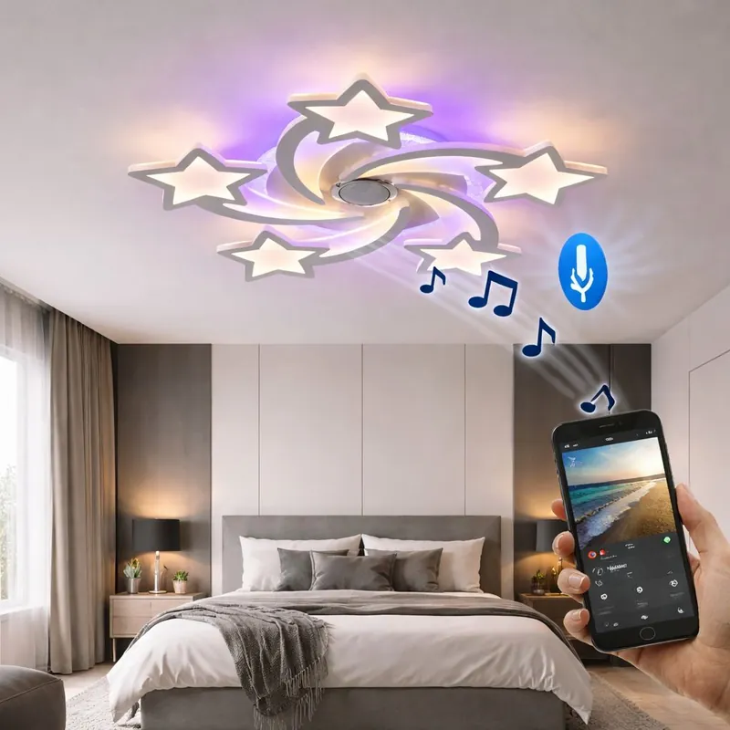 Retur gratuit Lustra LED 150W Magic Stars RGB, Difuzor (Boxa), Bluetooth