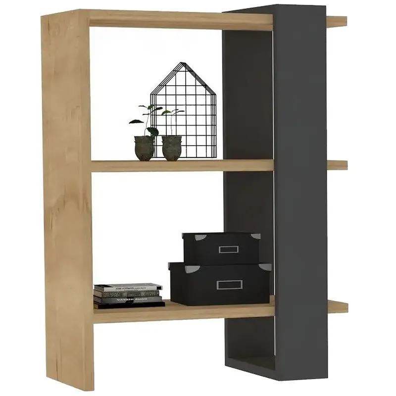 Premium Biblioteca Slow modern culoare stejar si antracit 70 cm