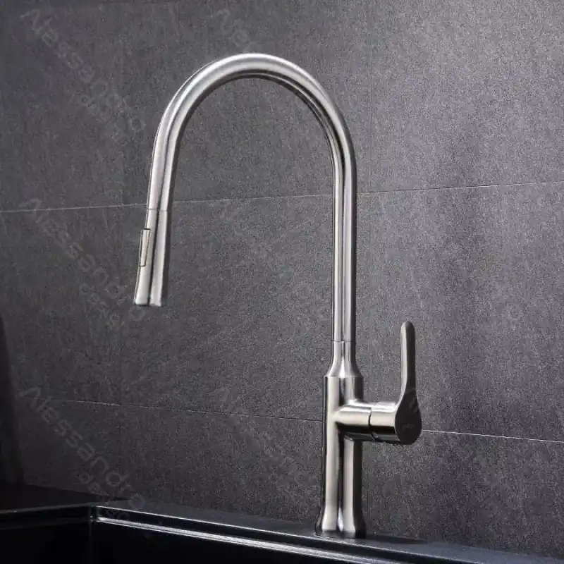 Baterie Bucatarie cu Dus Extractibil, Inox SUS304, Satinat, CF023 Plată securizată