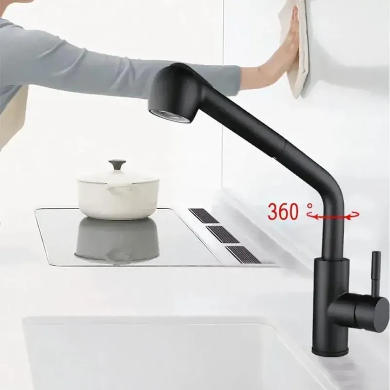 Ofertă specială Baterie Bucatarie cu Dus Extractibil, Inox SUS304, Negru, HS004