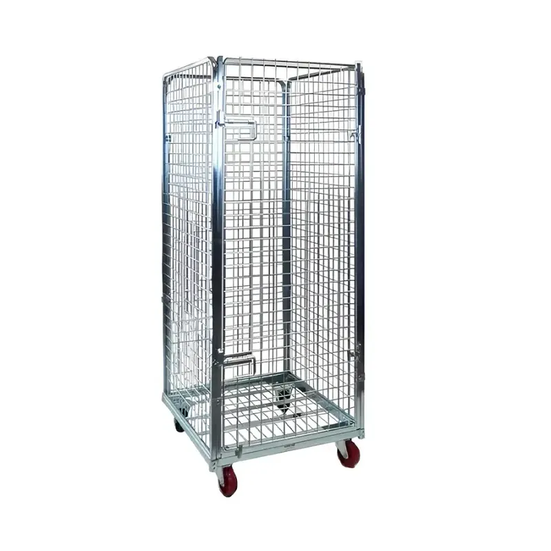 Ieftin Carucior Transport tip cusca cu 4 pereti 80cmX70cmX170cm, Capacitate 500kg, Argintiu
