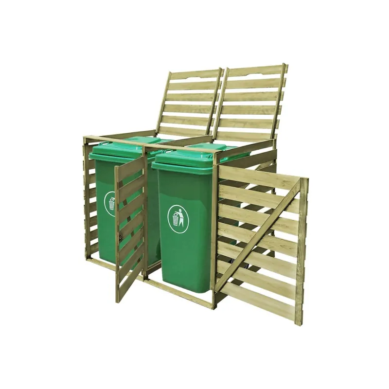 Noutate Magazie gradina din lemn tratat pentru 2 pubele