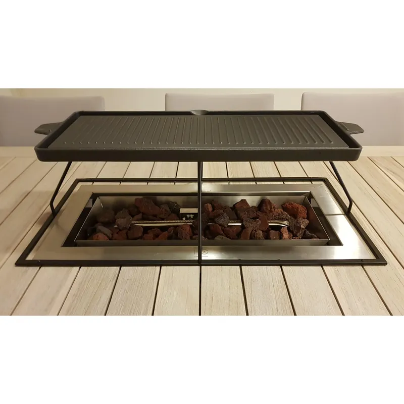 Chilipir Placa de gratar Rectangle cu arzator incorporat