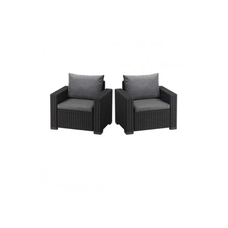 Mai ieftin Set mobilier pentru terasa, Keter California, 2 fotolii, grafit, cu perne, rezistent UV si intemperii