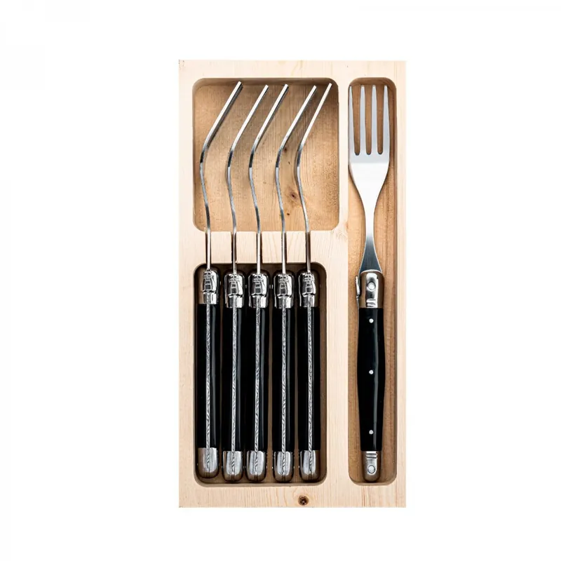 Set 6 furculite 1,8 mm cu maner negru Laguiole Style de Vie Premium Line PRVORKZWART Super ofertă