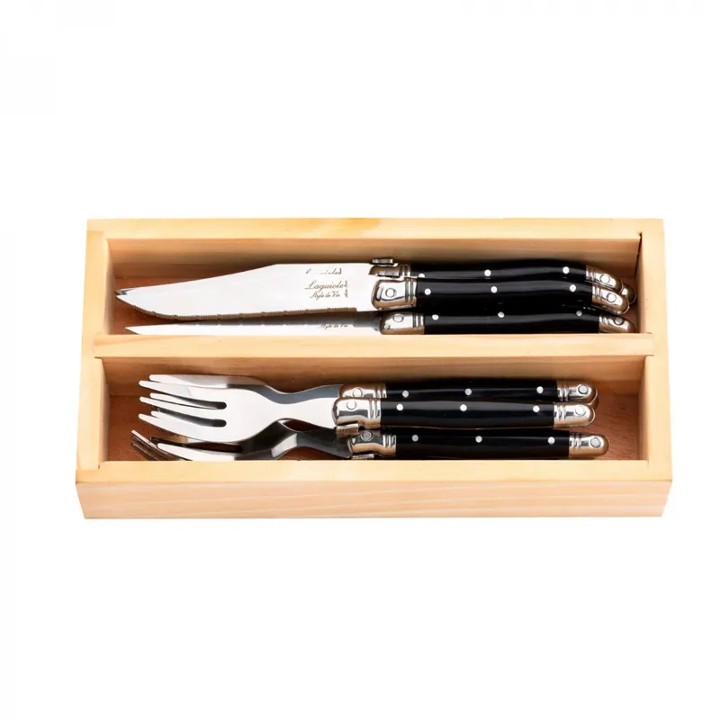 Set 12 tacamuri cu maner negru Laguiole Style de Vie Premium Line PRMINICOUVZW Plată securizată