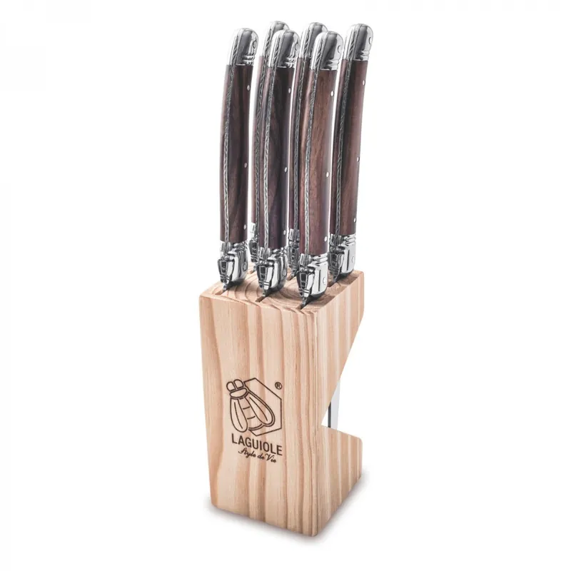 Set 6 cutite de friptura 1,8 mm cu maner din lemn inchis Laguiole Style de Vie Premium Line 1.8PREMDARKWOOD Preț mic