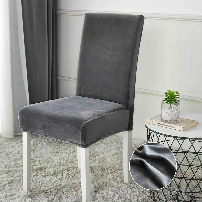 Set 5+1 GRATIS Huse de Scaun Universale din Catifea - Gri Inchis - HS60065 Discount